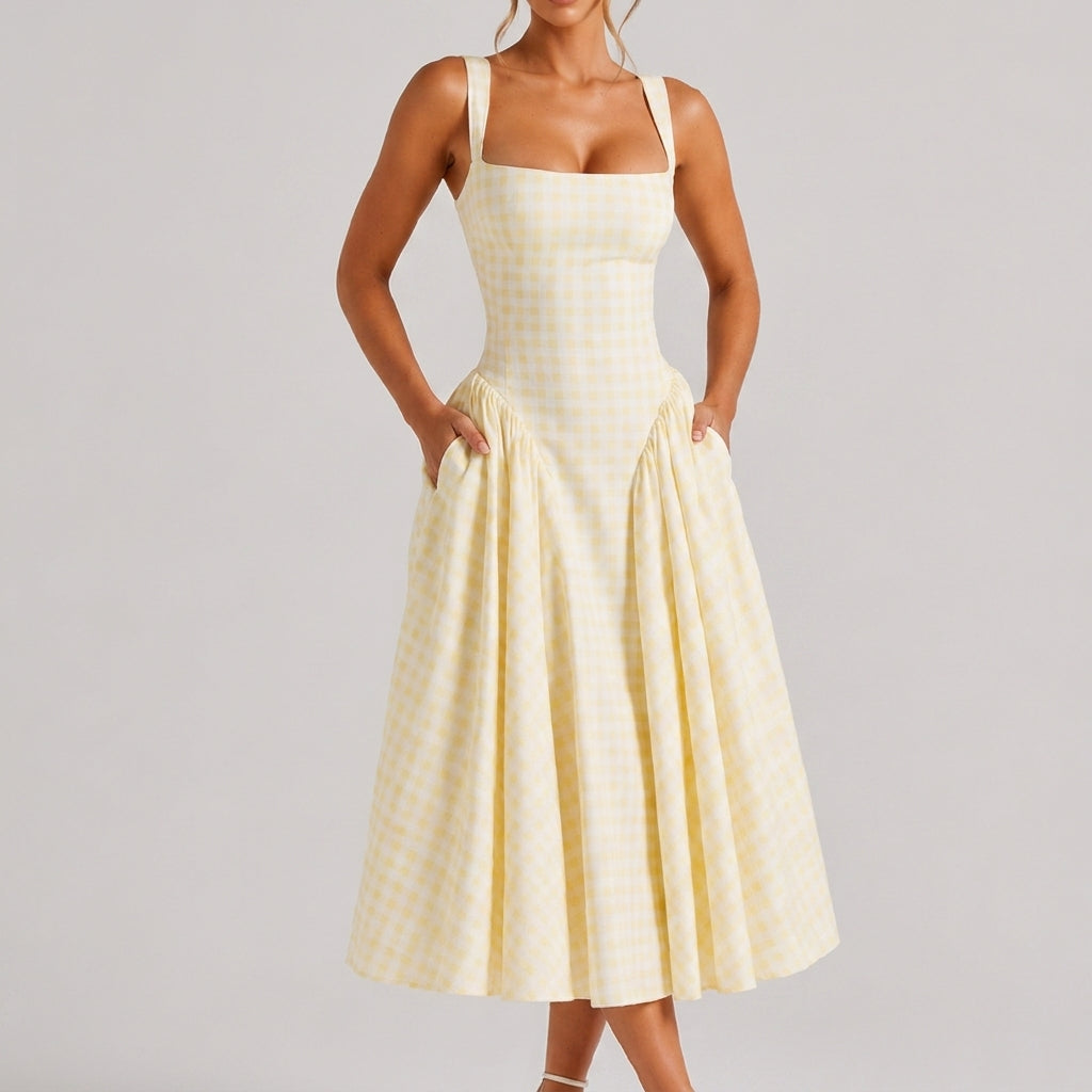 Ottilie Gingham Midi Klänning