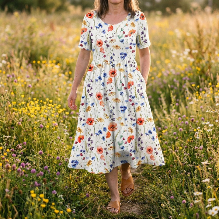 Camilla Blommig Midi Klänning