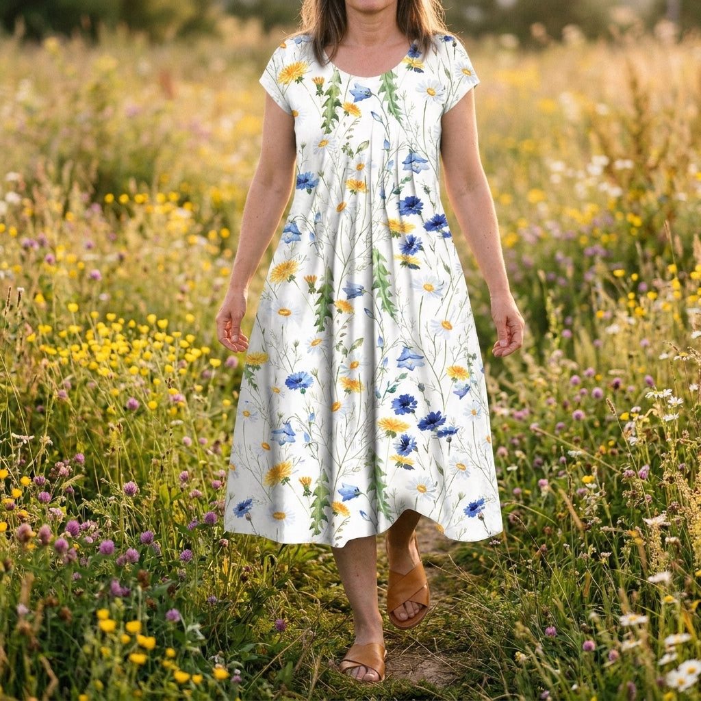Camilla Blommig Midi Klänning