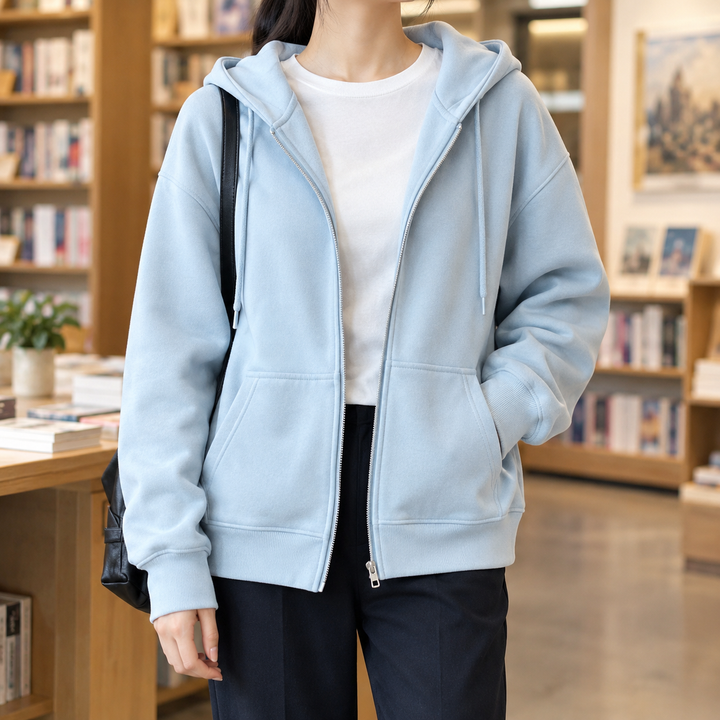 Bettina Avslappnad Zip Hoodie