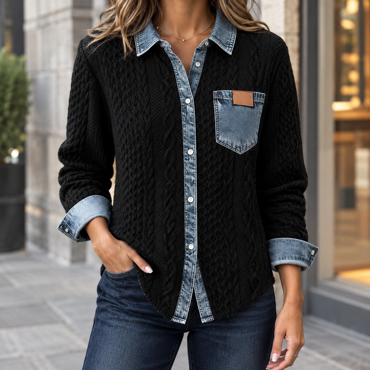 Adrienne-Lane Denim Stickad Överjacka