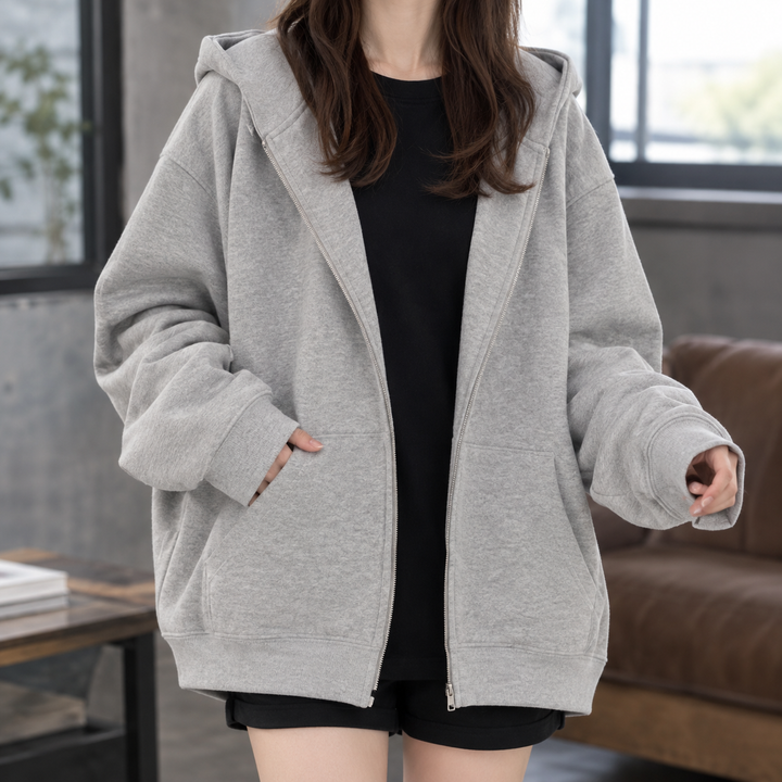 Jasmine Avslappnad Zip Hoodie