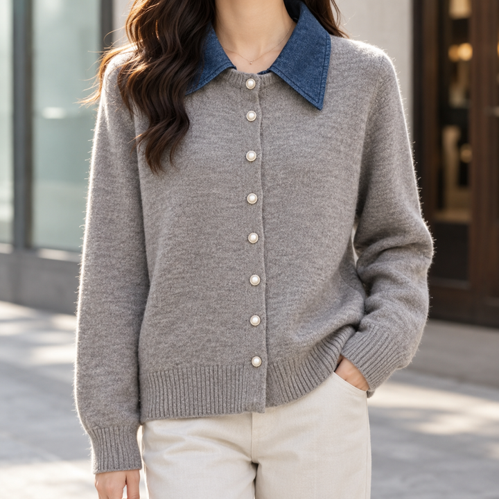 Joy Kontrastkrage Cardigan
