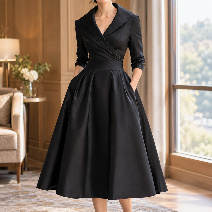 Marissa Lapel Midi Klänning
