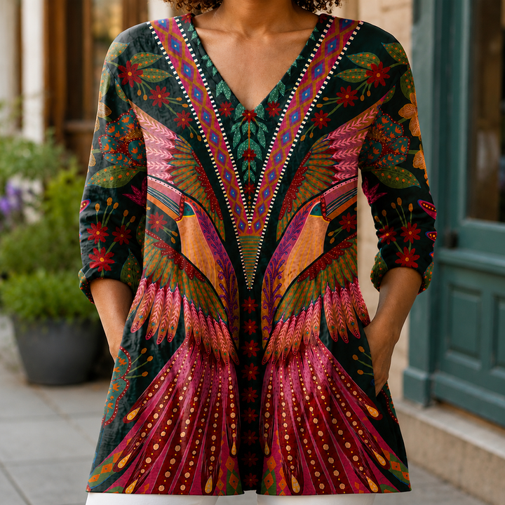 Josephine V-ringad Blus