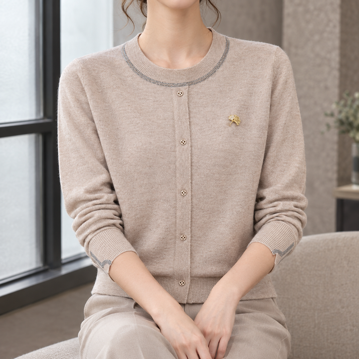Halcyon-Rose Trimmed Knit Cardigan