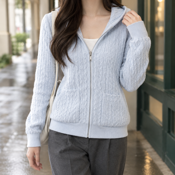Geraldine-Lane Kabelstickad Hoodie