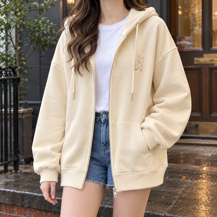 Miriam Avslappnad Zip Hoodie