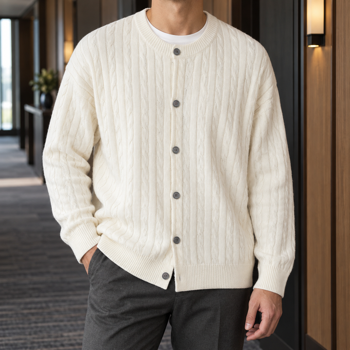 Bertram Kabelstickad Cardigan