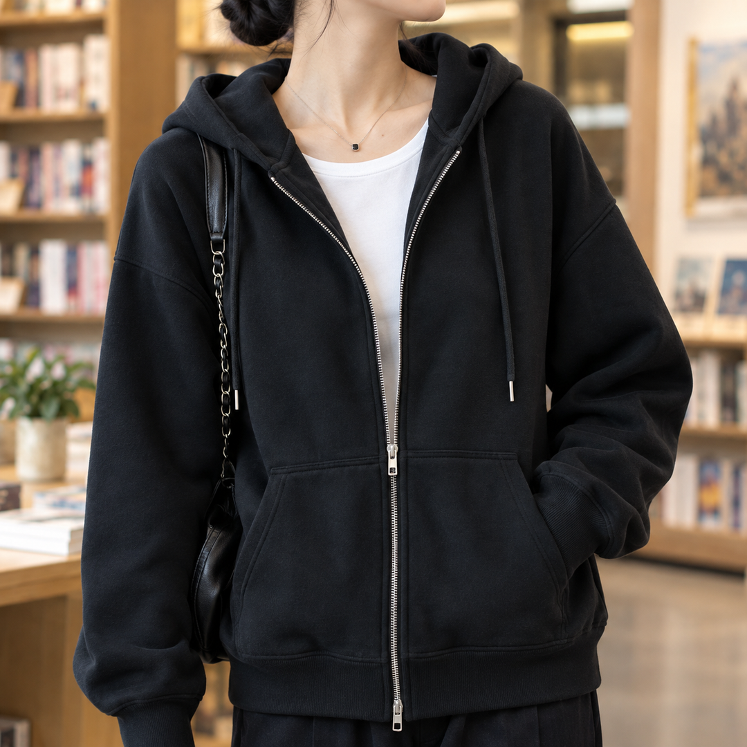 Bettina Avslappnad Zip Hoodie