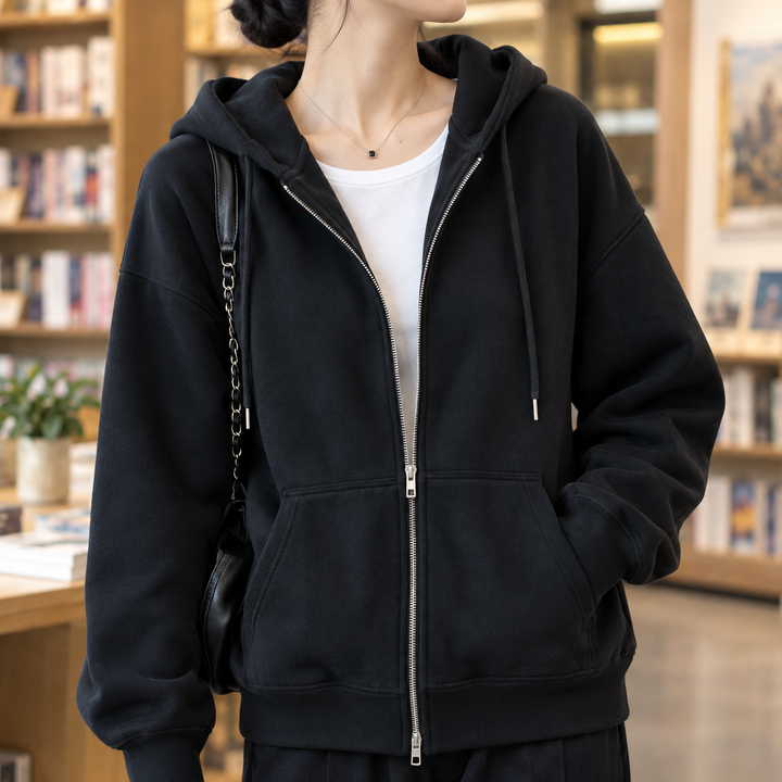 Bettina Avslappnad Zip Hoodie
