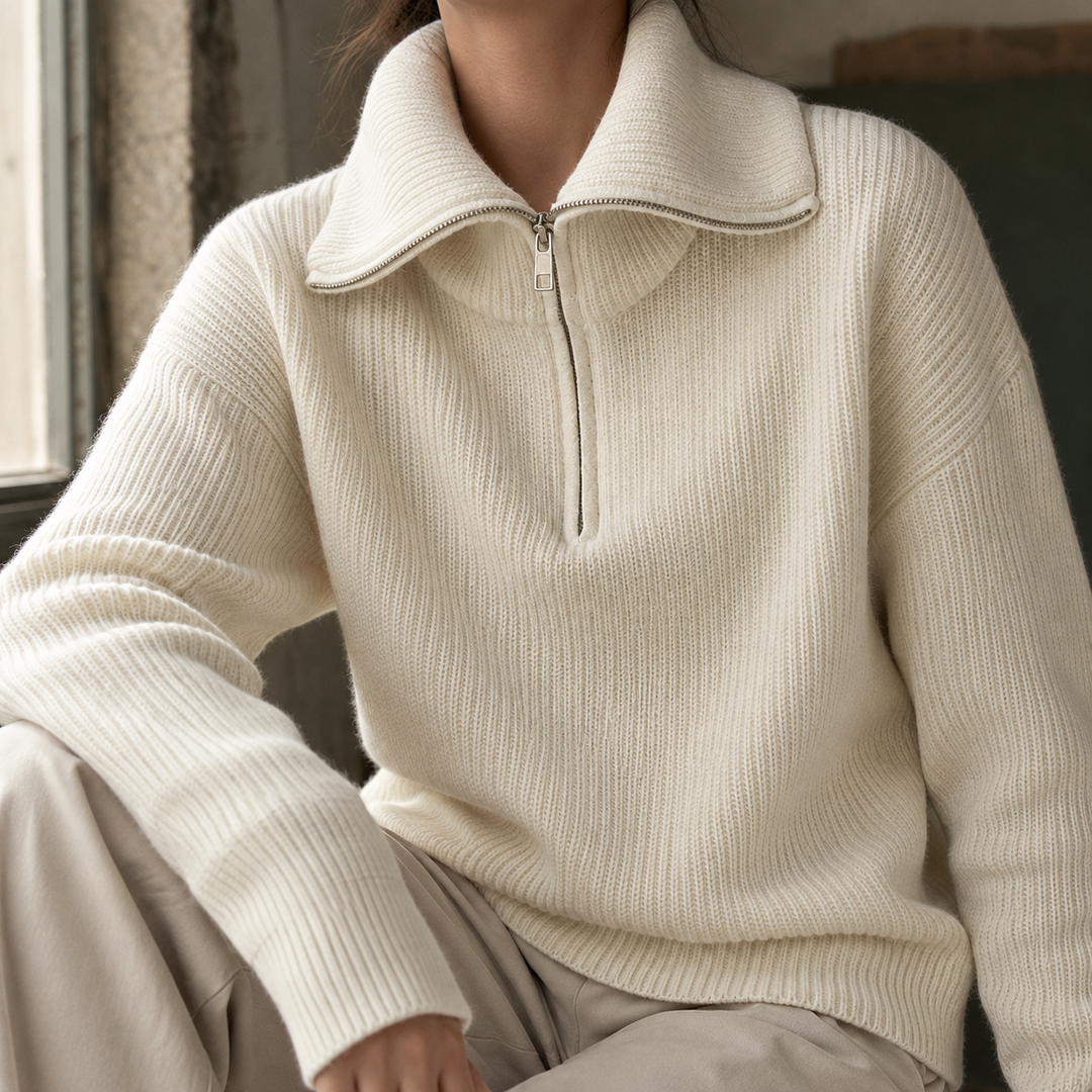 Xaviera-Sage Zip Neck Tröja