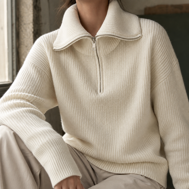 Xaviera-Sage Zip Neck Tröja