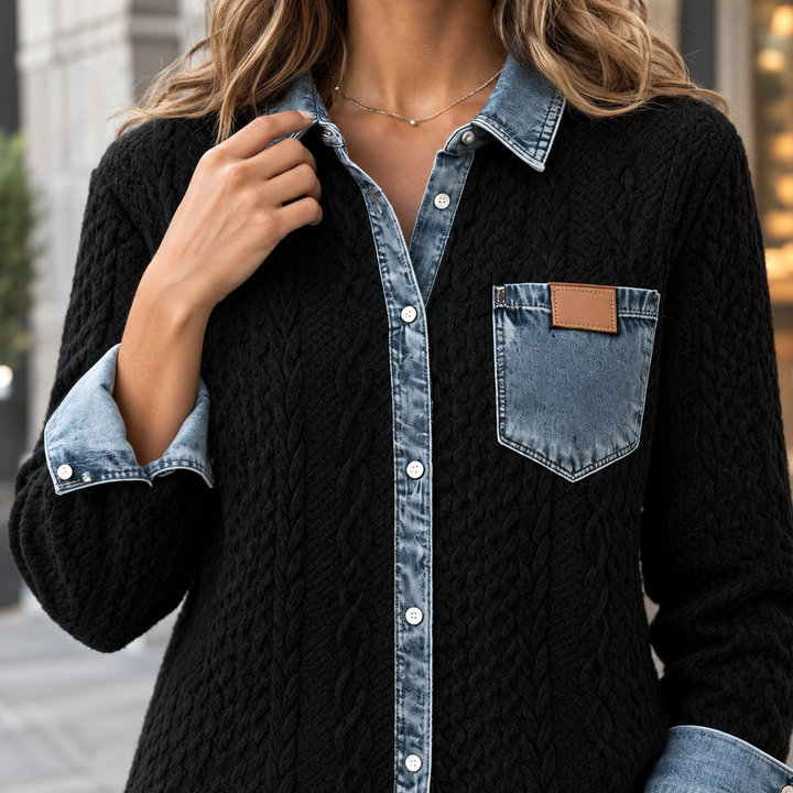 Adrienne-Lane Denim Stickad Överjacka