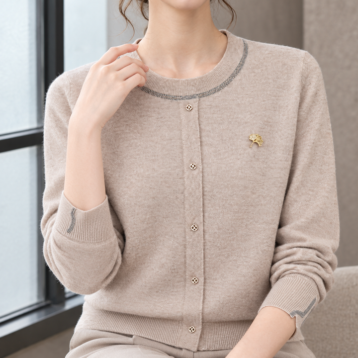 Halcyon-Rose Trimmed Knit Cardigan