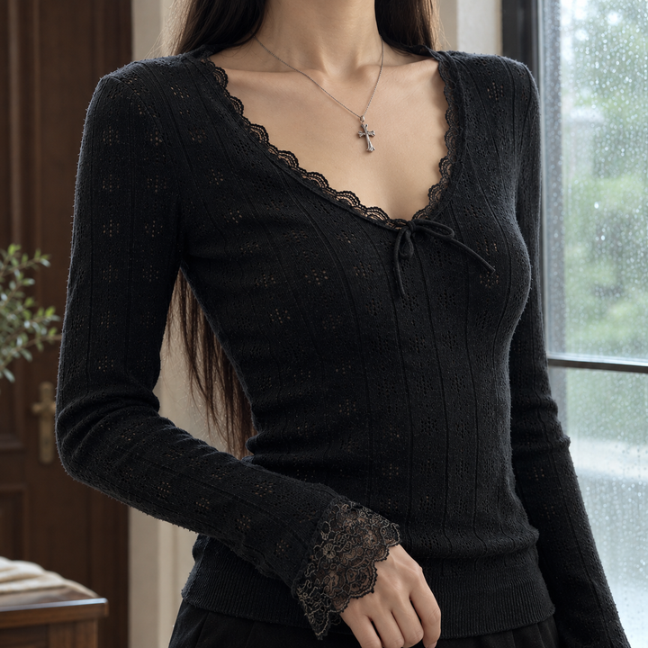 Stacey-Faye Blus med Spetsdetalj
