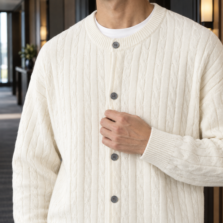 Bertram Kabelstickad Cardigan