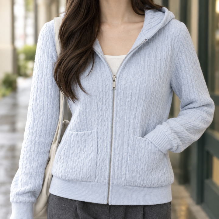 Geraldine-Lane Kabelstickad Hoodie