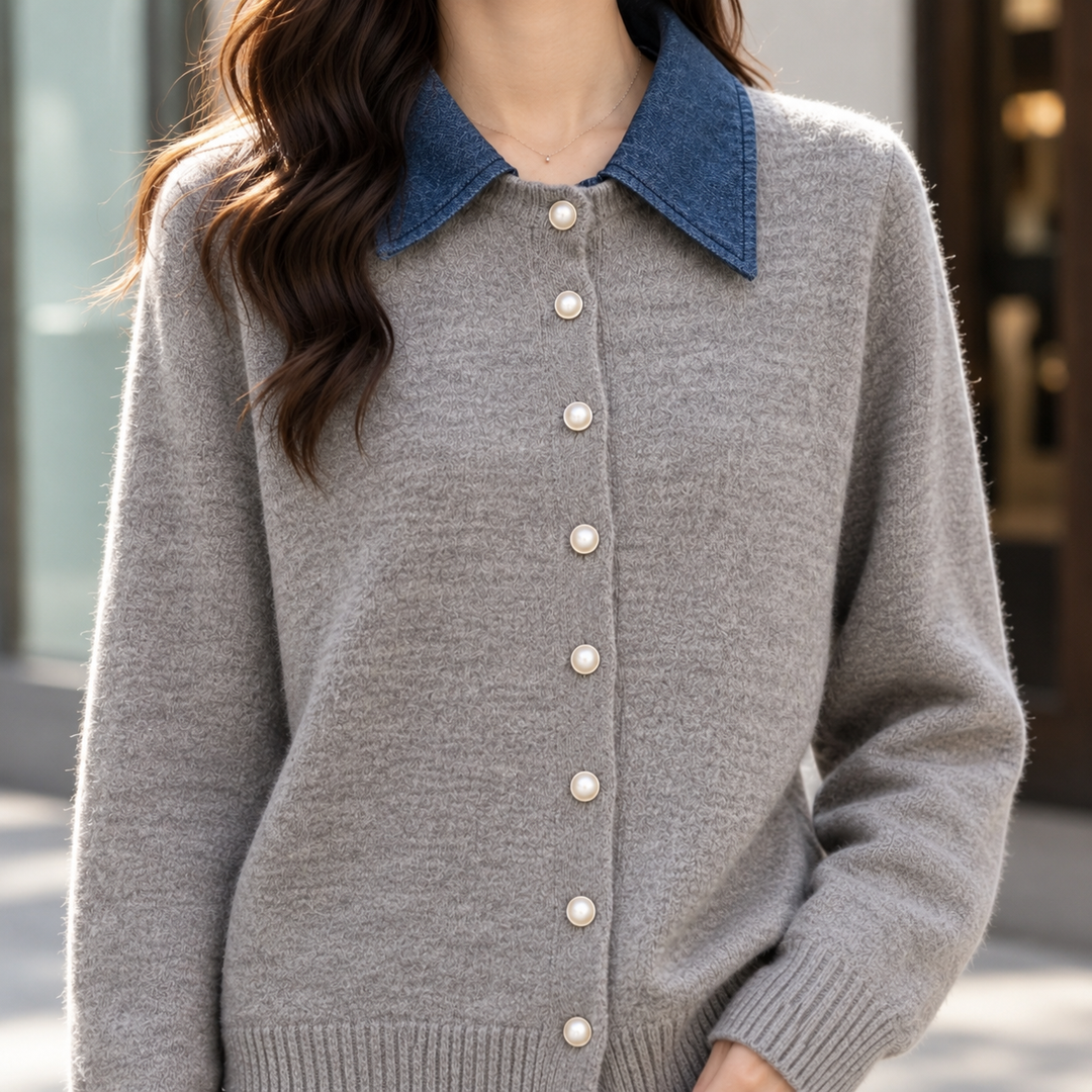 Joy Kontrastkrage Cardigan