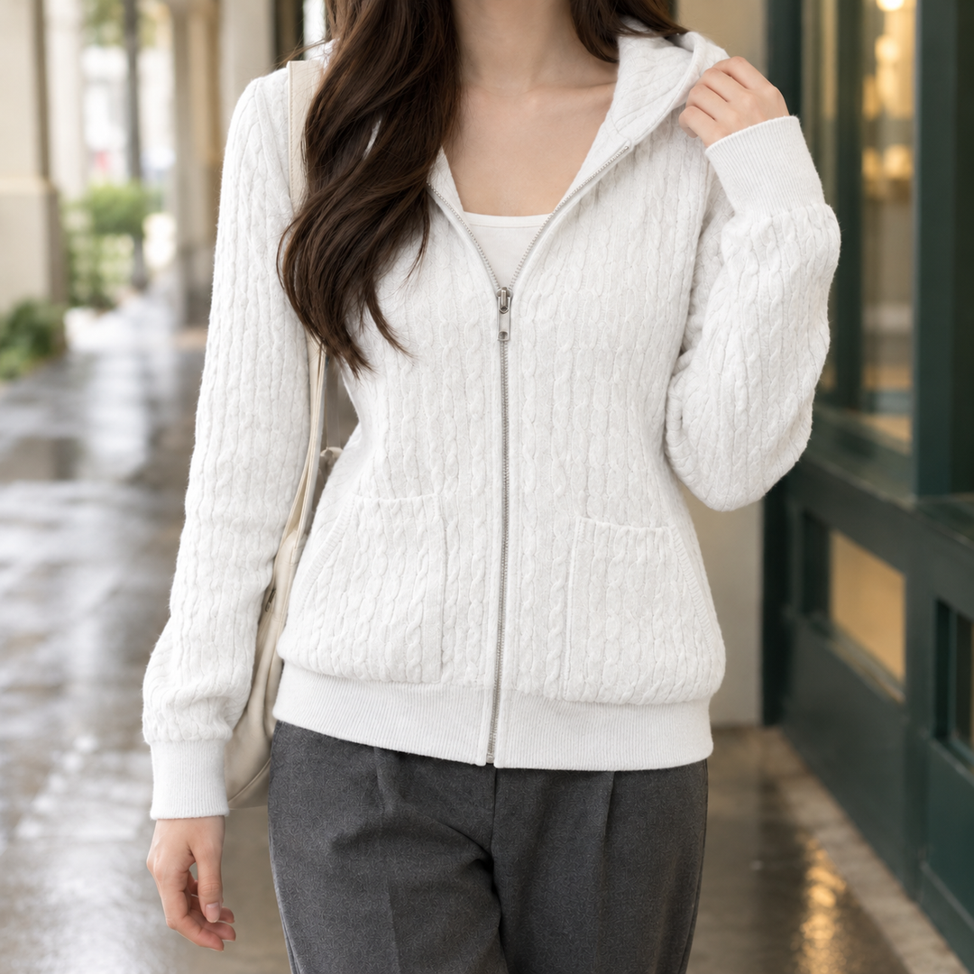 Geraldine-Lane Kabelstickad Hoodie