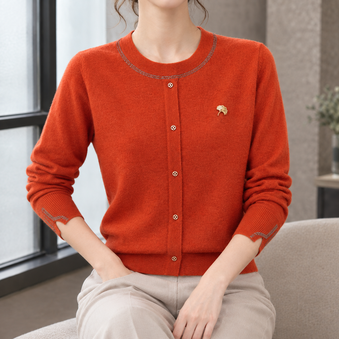 Halcyon-Rose Trimmed Knit Cardigan
