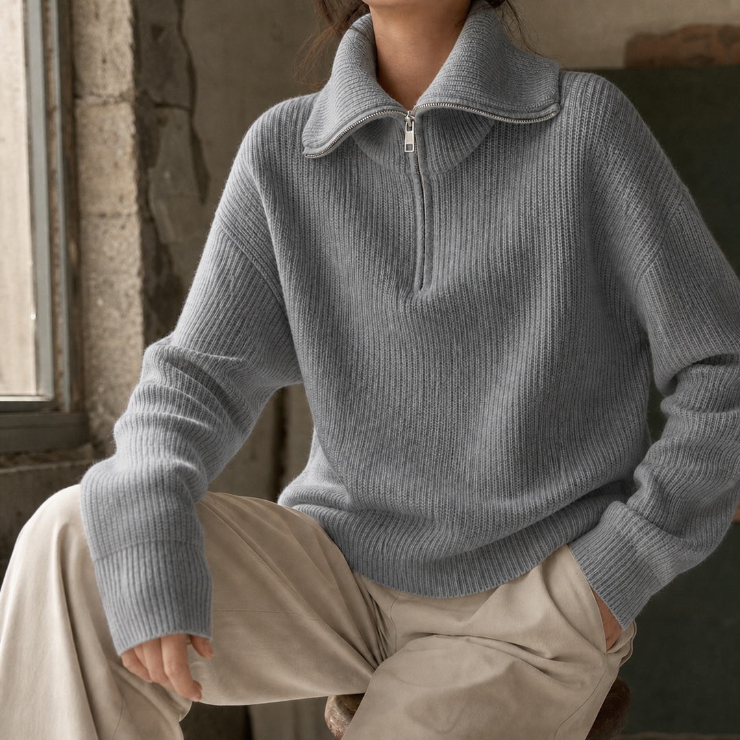 Xaviera-Sage Zip Neck Tröja