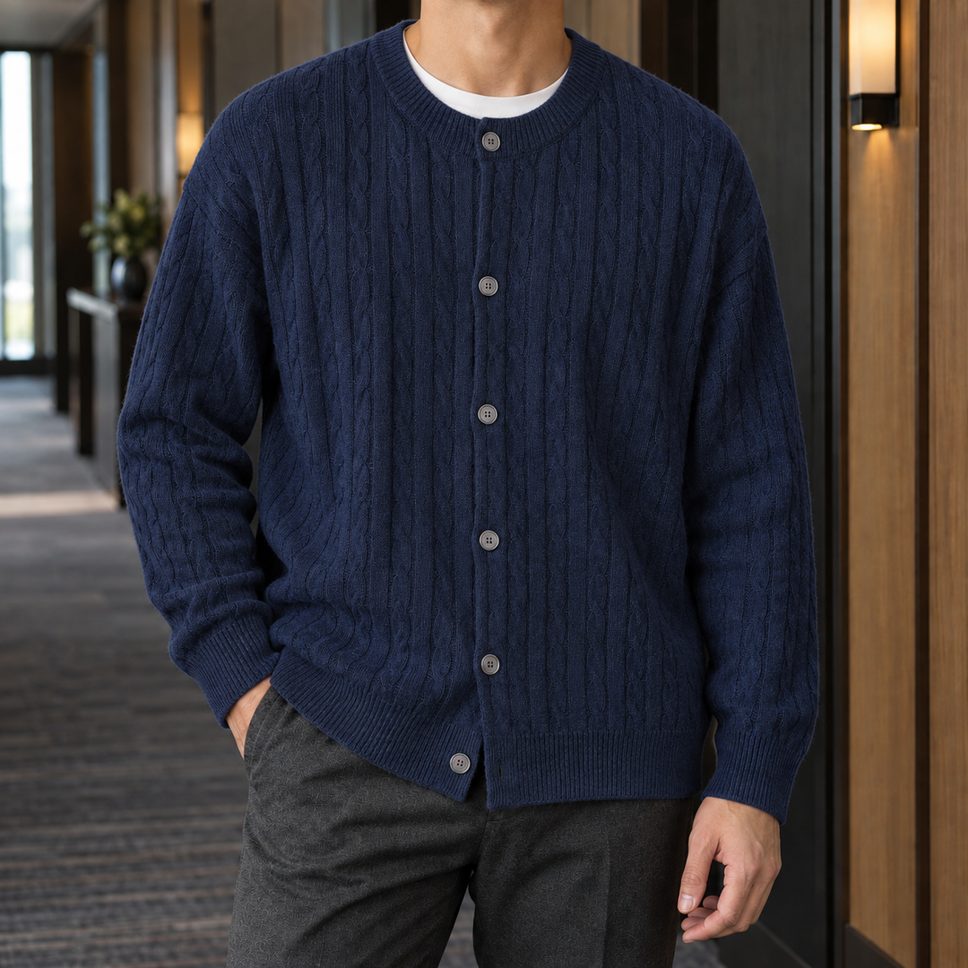 Bertram Kabelstickad Cardigan