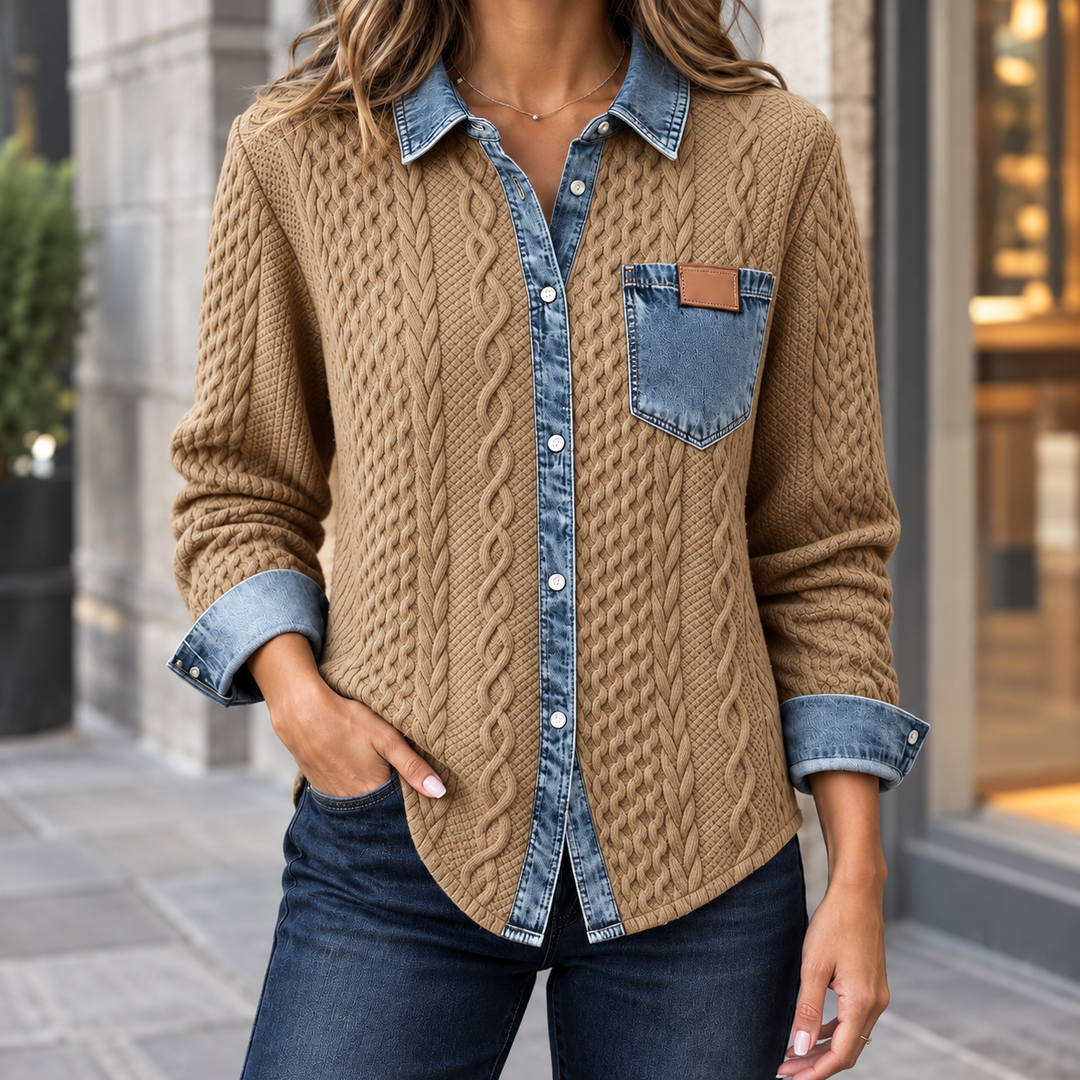 Adrienne-Lane Denim Stickad Överjacka