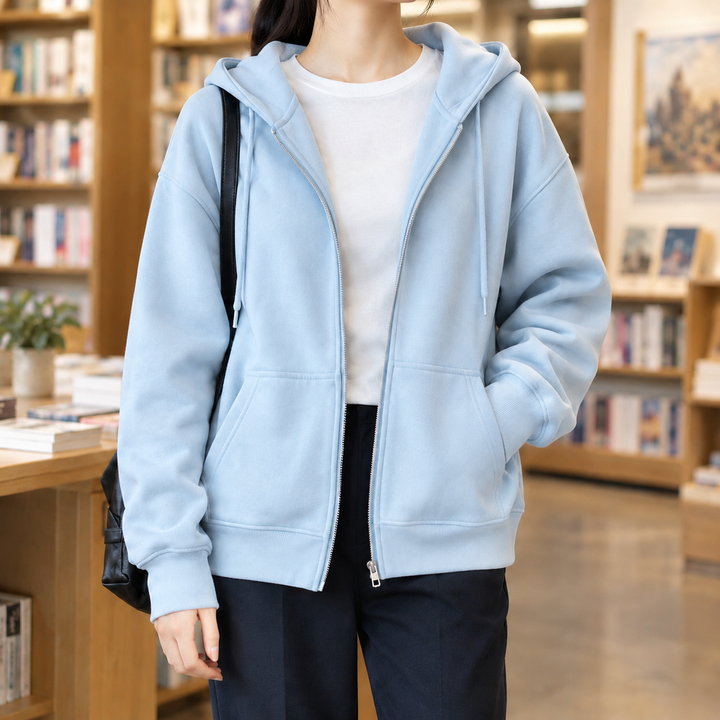 Bettina Avslappnad Zip Hoodie