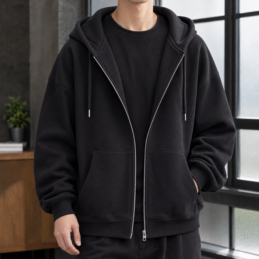 Pascal-Wren Avslappnad Zip Hoodie