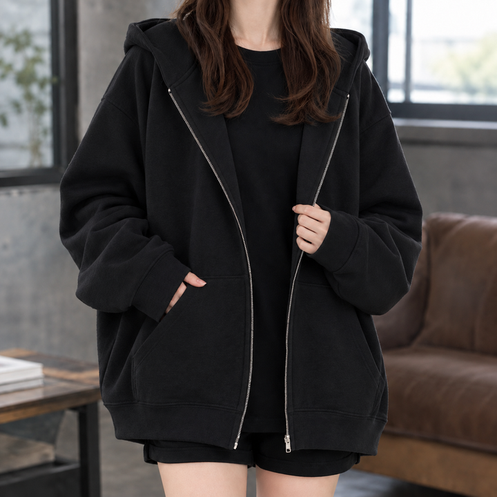Jasmine Avslappnad Zip Hoodie