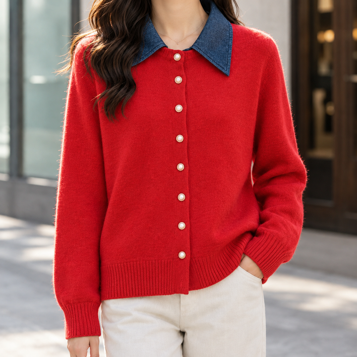 Joy Kontrastkrage Cardigan