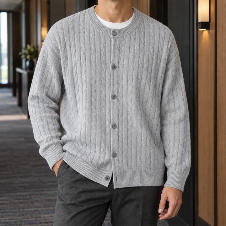 Bertram Kabelstickad Cardigan