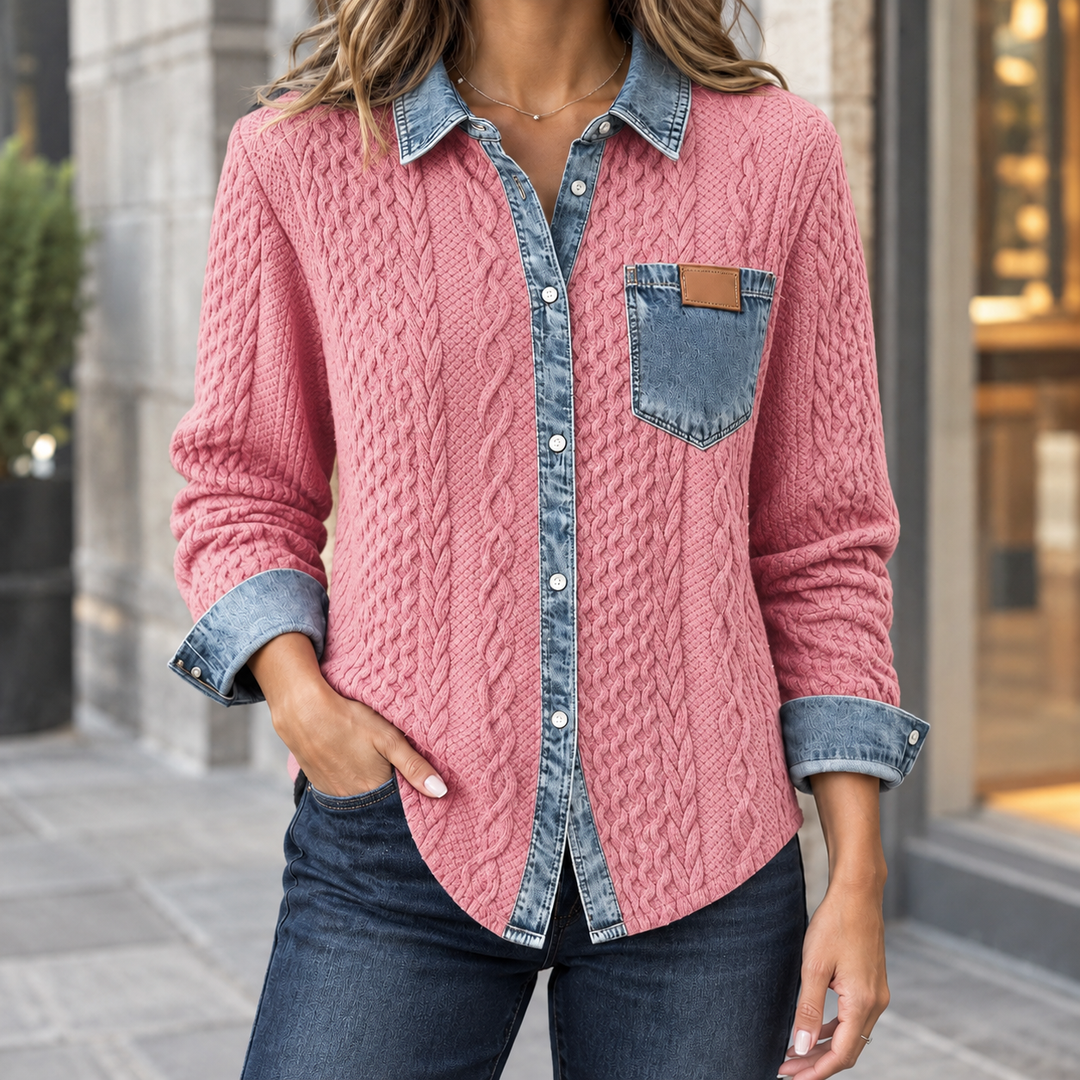 Adrienne-Lane Denim Stickad Överjacka