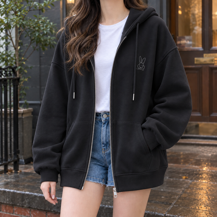 Miriam Avslappnad Zip Hoodie