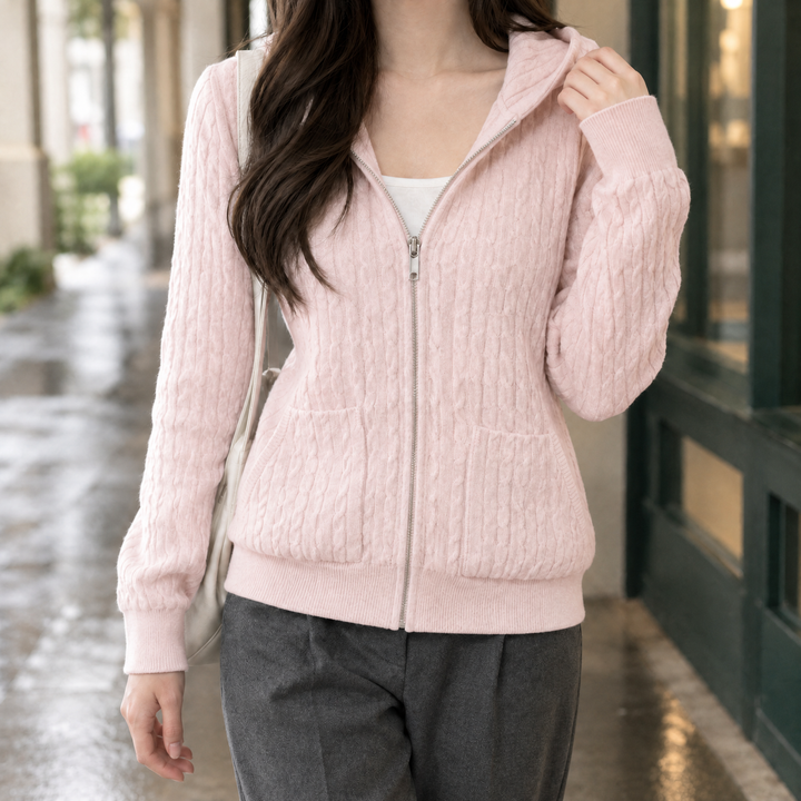Geraldine-Lane Kabelstickad Hoodie