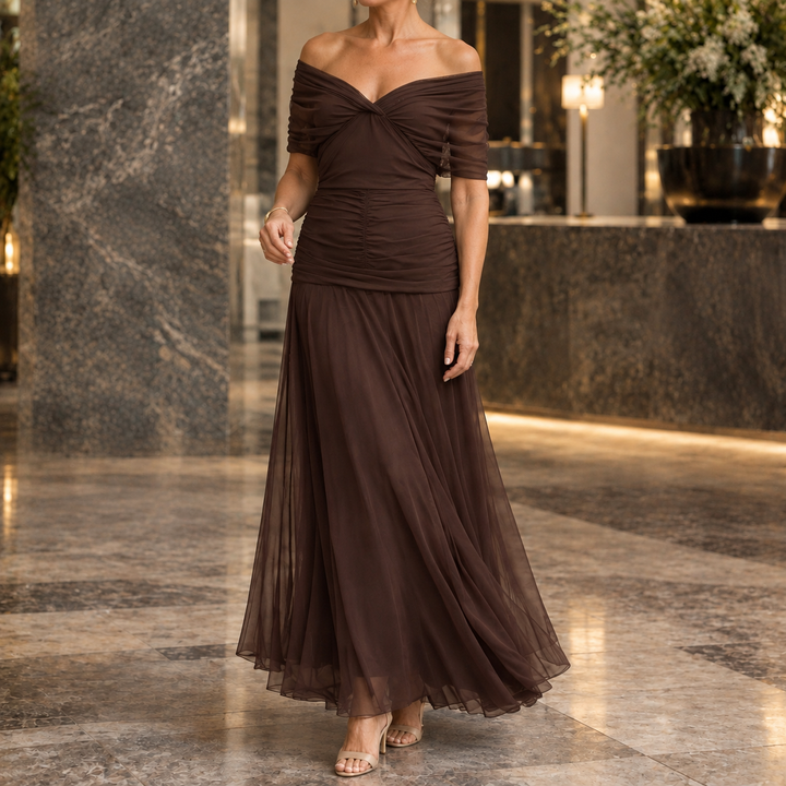Serena-Pearl Draperad Maxiklänning