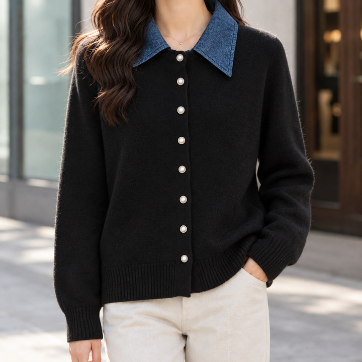 Joy Kontrastkrage Cardigan