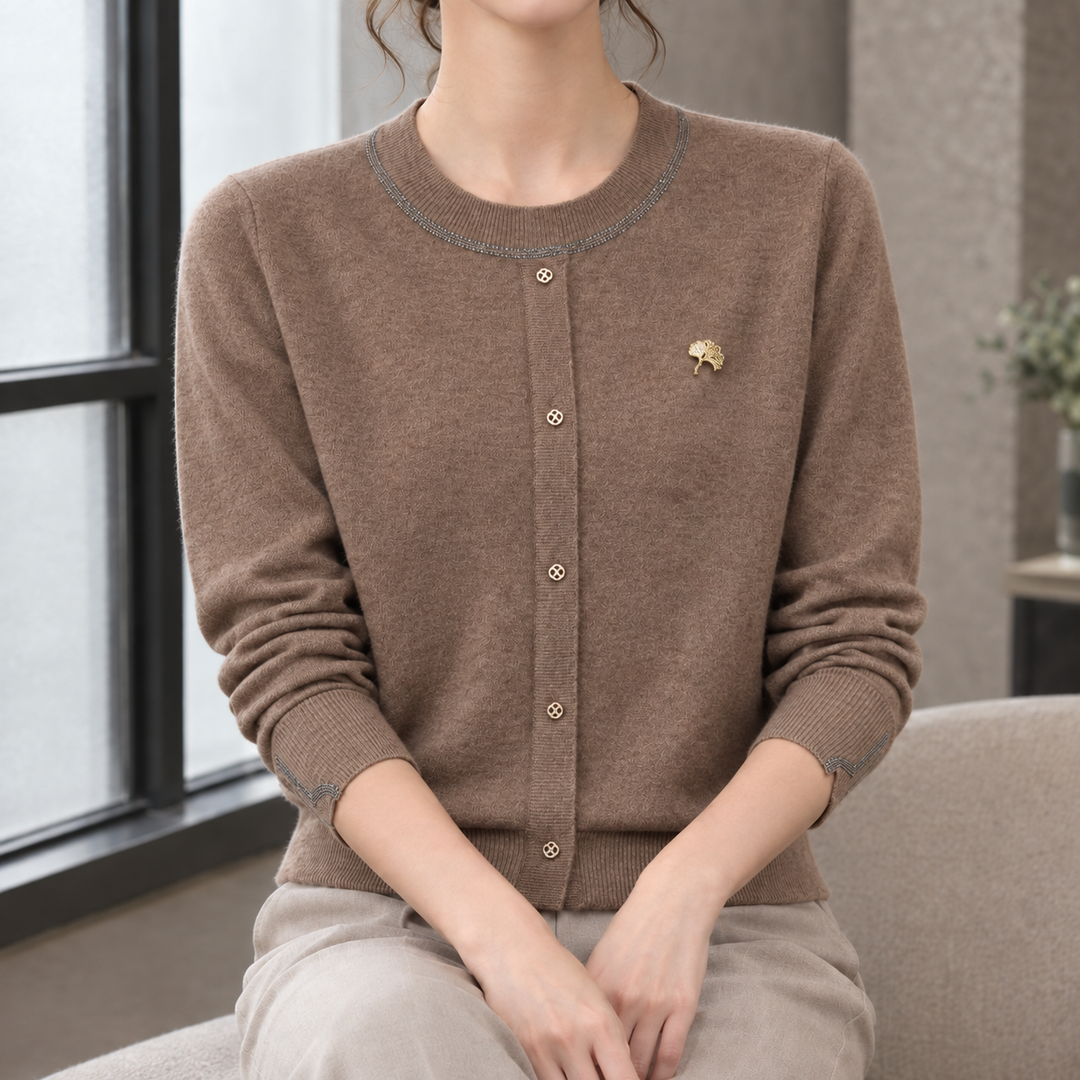 Halcyon-Rose Trimmed Knit Cardigan