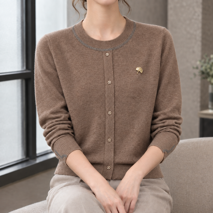 Halcyon-Rose Trimmed Knit Cardigan