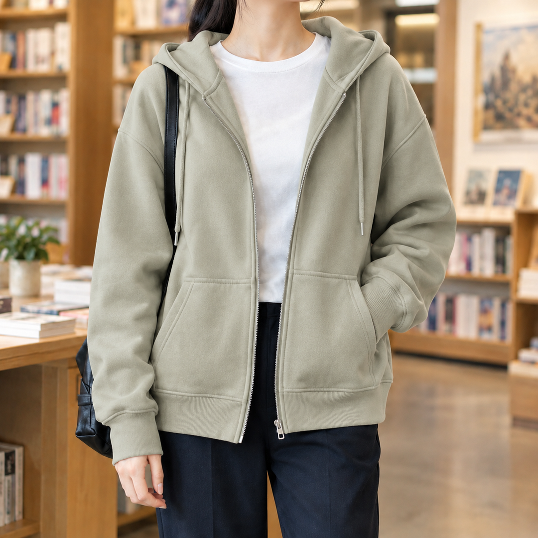 Bettina Avslappnad Zip Hoodie