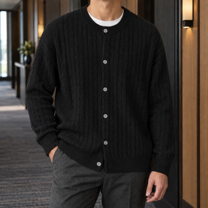 Bertram Kabelstickad Cardigan