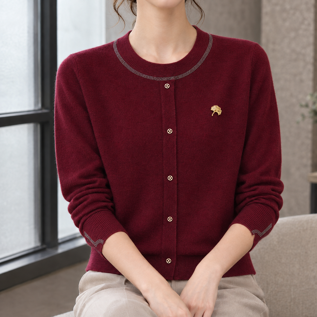 Halcyon-Rose Trimmed Knit Cardigan