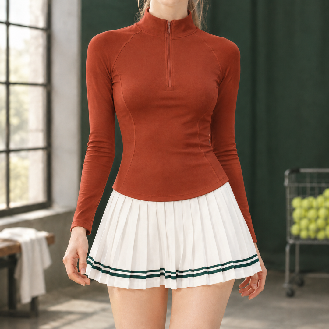 Modesty-Pearl Quarter Zip Top