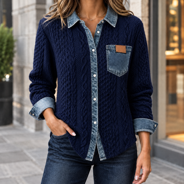 Adrienne-Lane Denim Stickad Överjacka