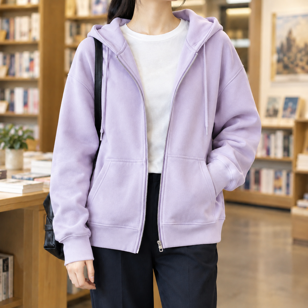 Bettina Avslappnad Zip Hoodie