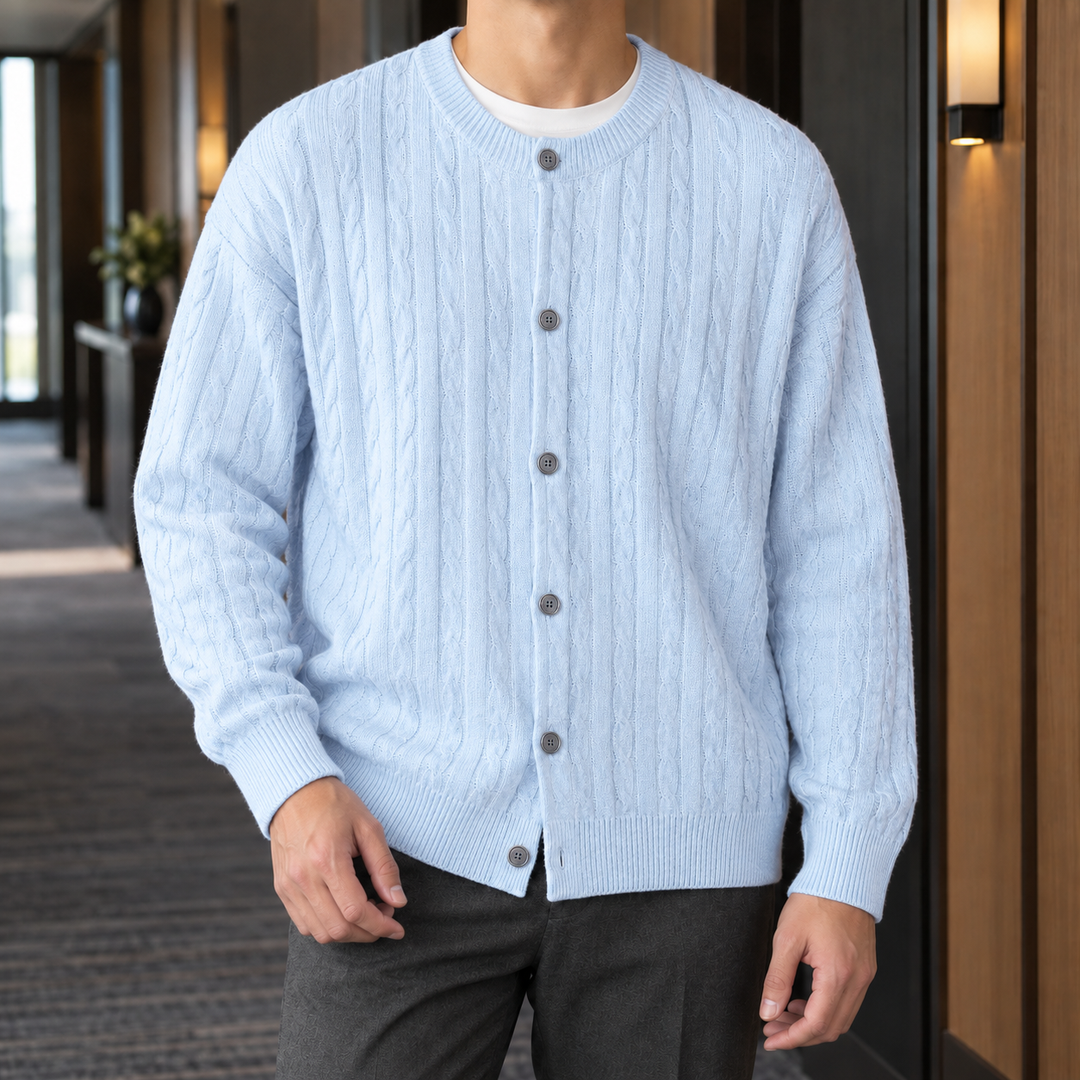 Bertram Kabelstickad Cardigan