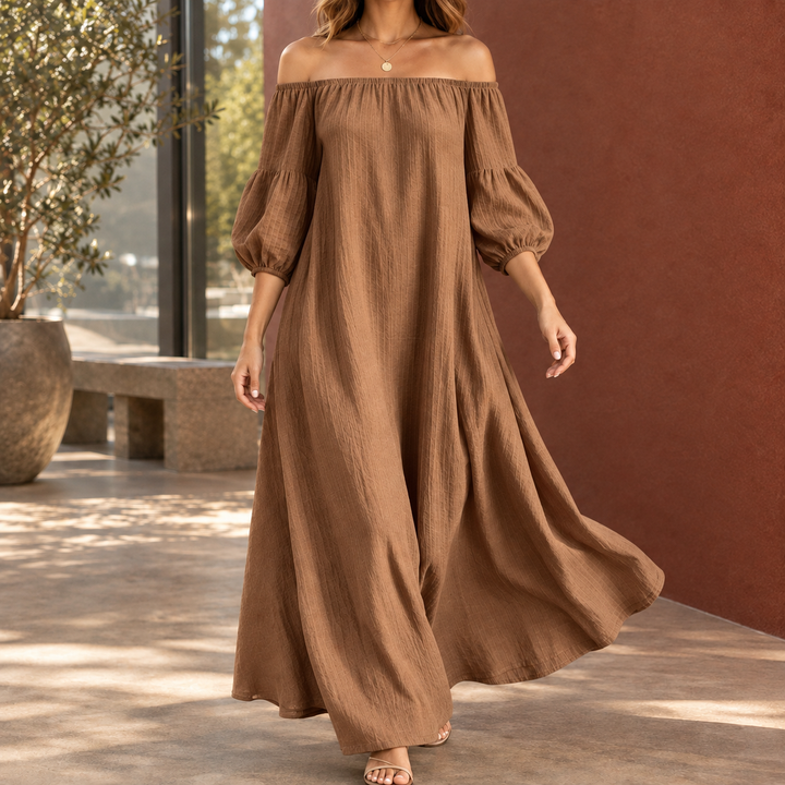 Beatrix-Rose Off-Shoulder Maxiklänning