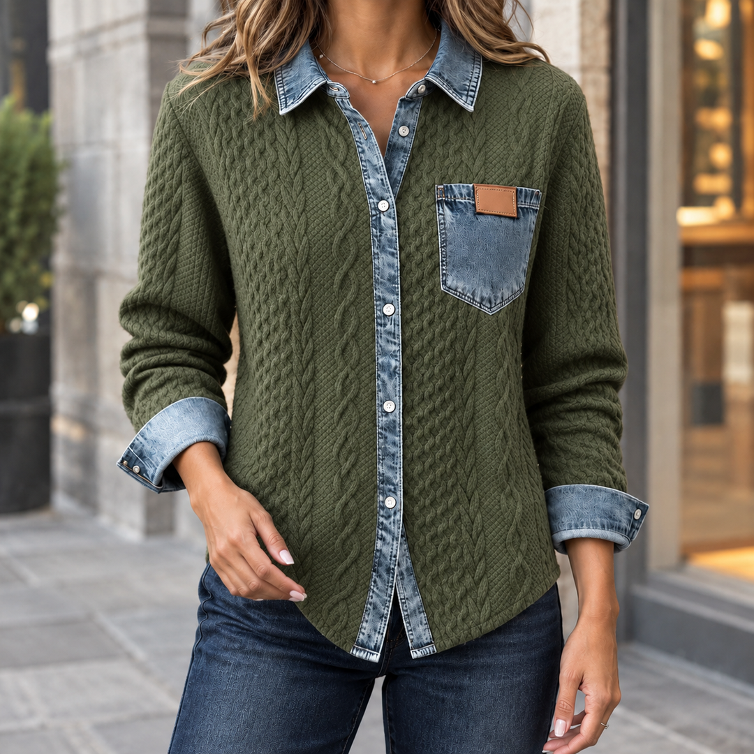 Adrienne-Lane Denim Stickad Överjacka
