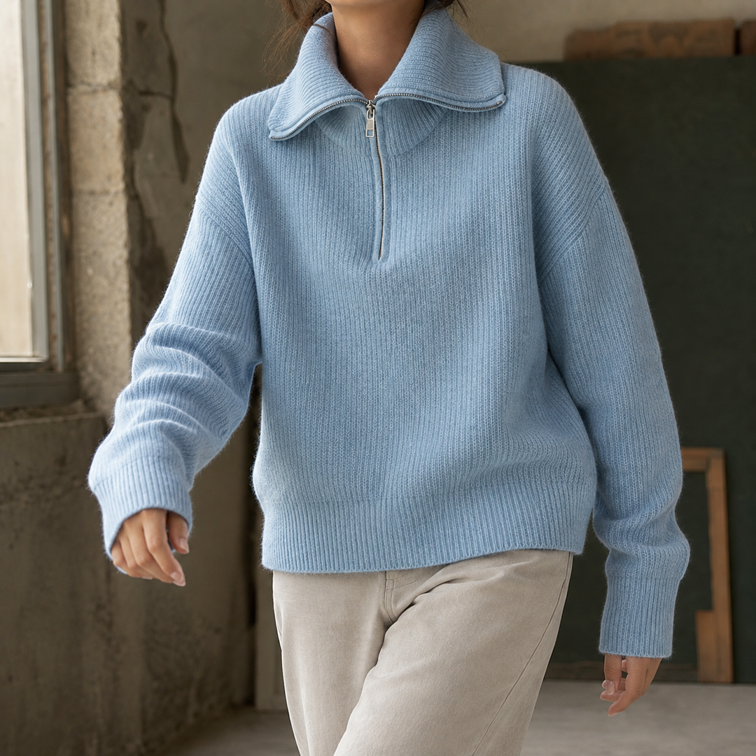 Xaviera-Sage Zip Neck Tröja
